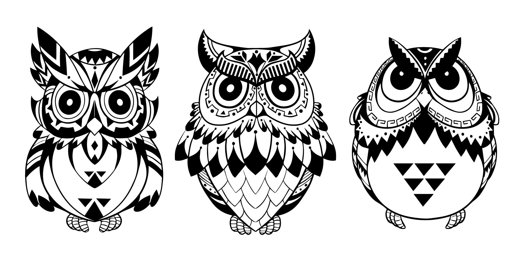 2000x1004 Owls Vector Art Free Vector Download
