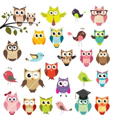 380x400 Set Of Owls Vector 1116419