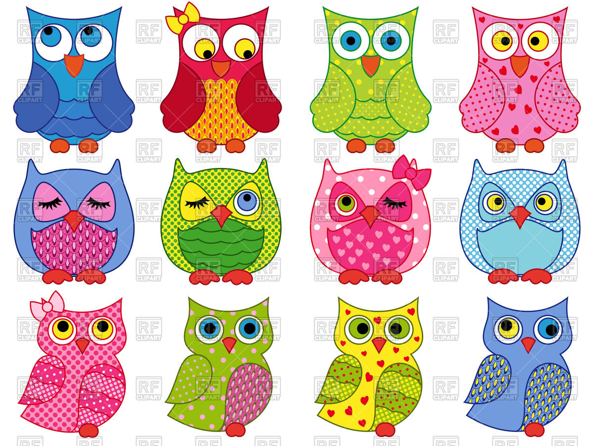 1200x900 Colourful Cartoon Owls Vector Image Vector Artwork Of Plants And