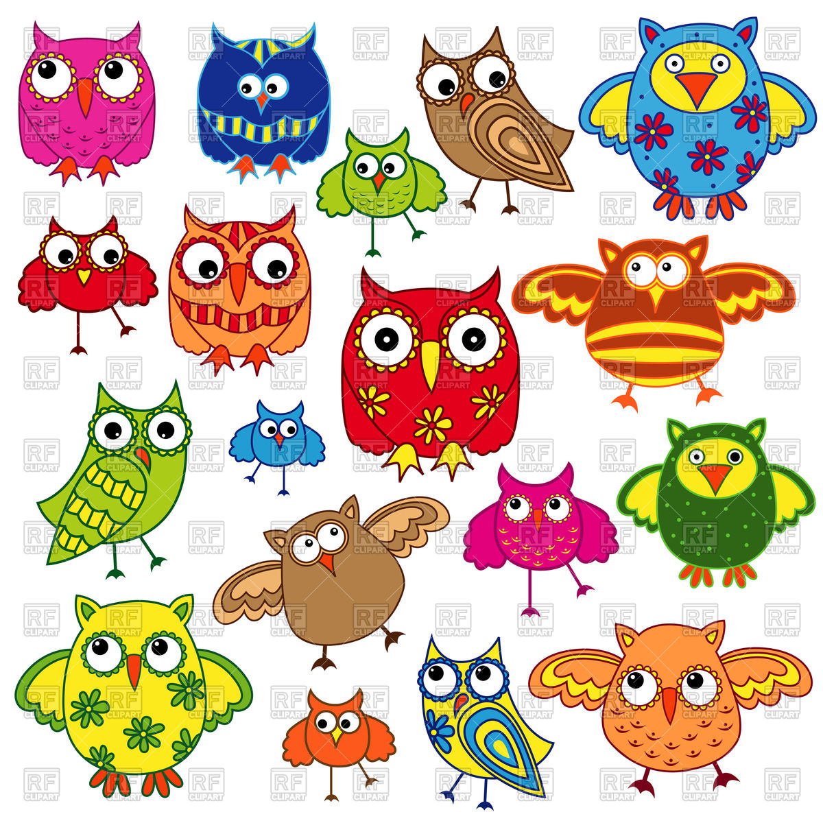 1200x1200 Colourful Cute Owls Vector Image Vector Artwork Of Plants And