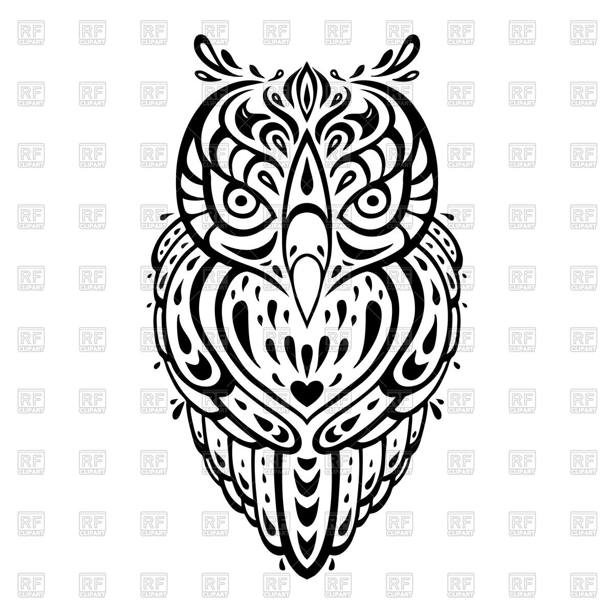 1200x1200 Decorative Tattoo Style Owl Vector Image Vector Artwork Of