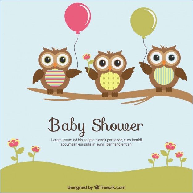 626x626 Ba Shower Card With Cute Owls Vector Free Download Baby Shower Owl