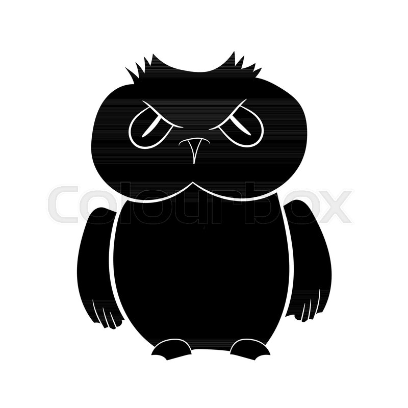 800x800 Illustration In The Form Of A Black Silhouette Of An Owl. Vector