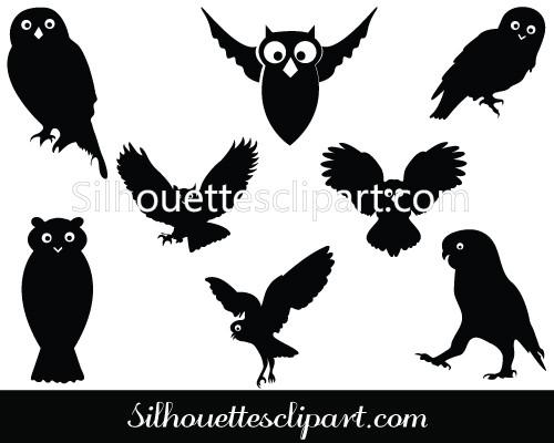 500x400 Silhouette Of Flying Owl Vector Art Free Download Silhouettes Vector