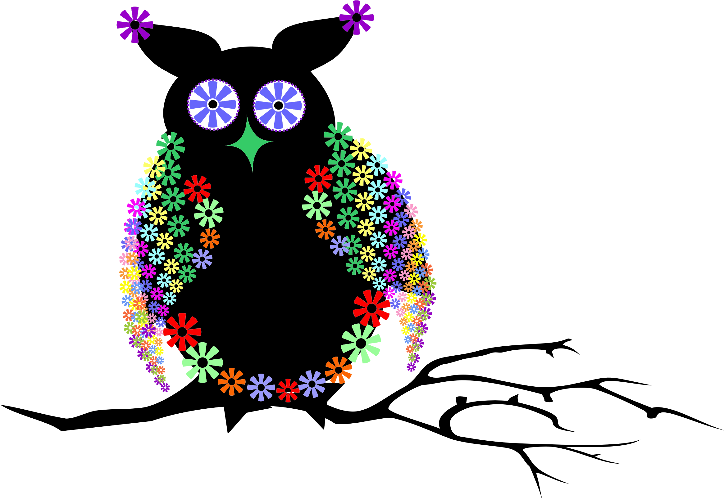 2331x1608 Abstract Floral Owl Vector Clipart Image