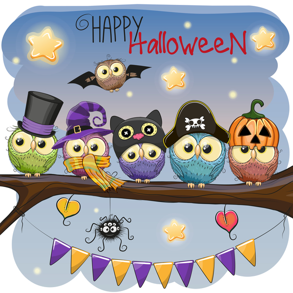 600x600 Halloween Cartoon Owl Vector 01 Free Download