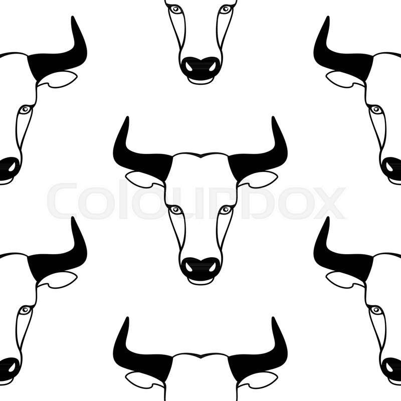 800x800 Taurus Zodiac Seamless Pattern. Ox Vector Wallpaper For Textile