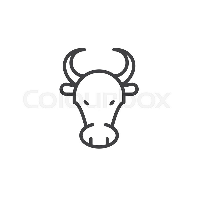 800x800 Year Of Ox Line Icon, Outline Vector Sign, Linear Style Pictogram