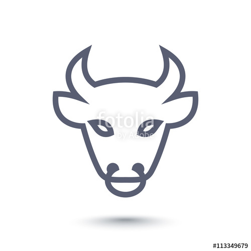 500x500 Bull Head Icon, Ox Head Outline, Line Pictogram Isolated On White