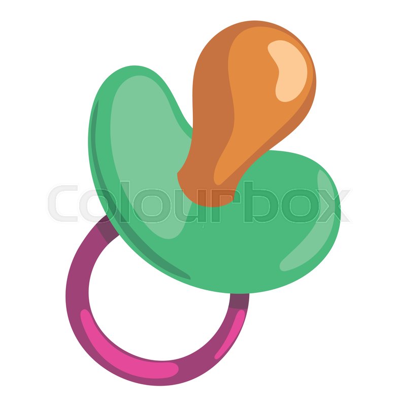 800x800 Green Baby Pacifier Icon. Cartoon Illustration Of Green Baby