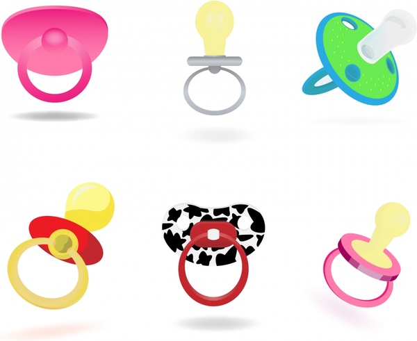 600x491 Pacifier Icons Colored 3d Design Free Vector In Encapsulated