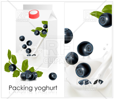 400x349 Yoghurt Package With Photo Realistic Blueberry Vector Image