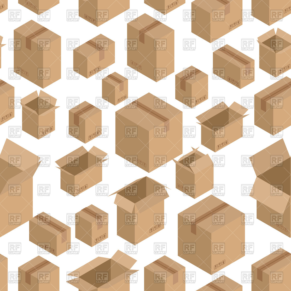 1200x1200 Seamless Pattern With Cardboard Box, Paper Packaging Vector Image
