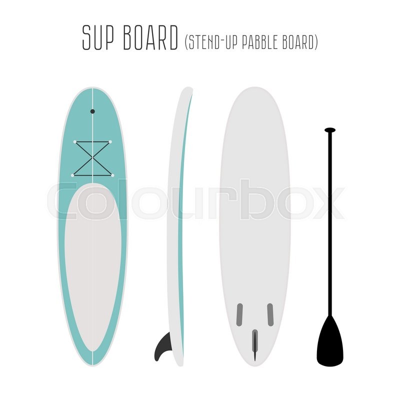 800x800 Vector Surf Sup Board With Three Sides. Blank Template. Three