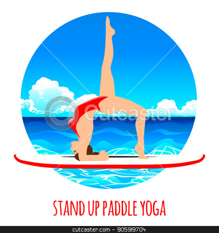 436x464 Woman Practicing Sup Yoga On A Paddle Board In The Sea Ocean