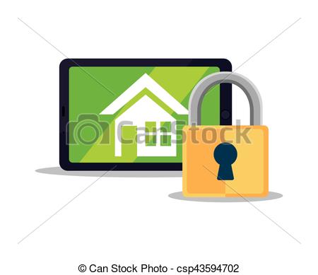 450x389 System Smart Home Security Padlock Vector Illustration Eps 10.