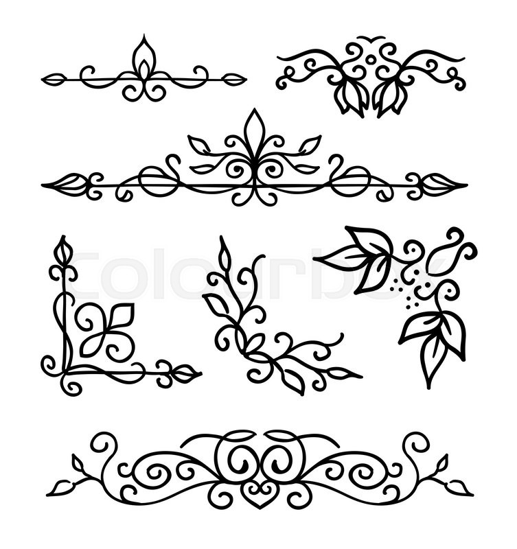 753x800 Hand Drawn Decoration Elements, Frames,