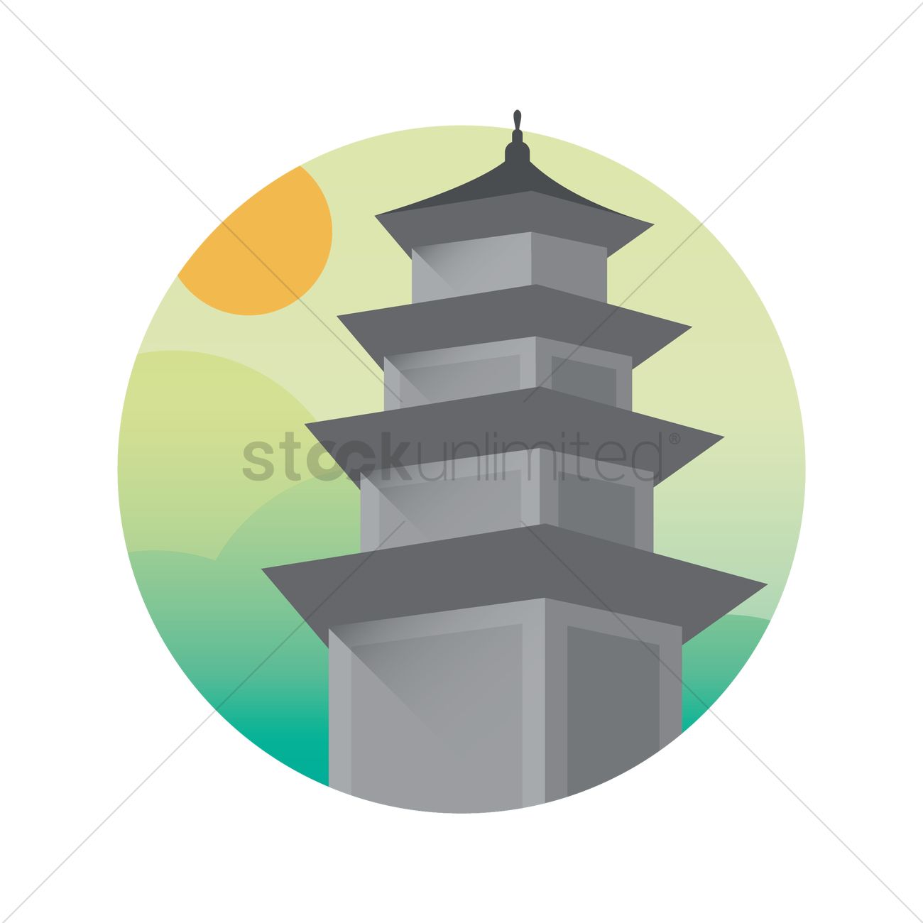1300x1300 Korean Pagoda Vector Image