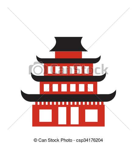 450x470 Pagoda Flat Icon. Buddhist Temple Isolated On White Background.