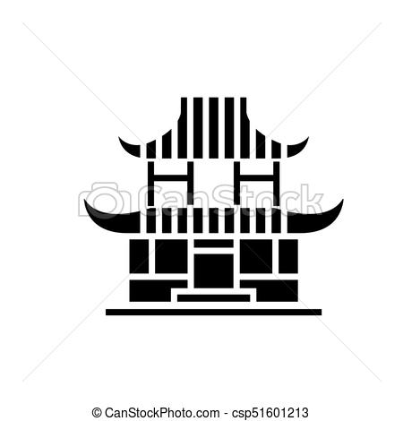 450x470 Pagoda Icon, Vector Illustration, Black Sign On Isolated