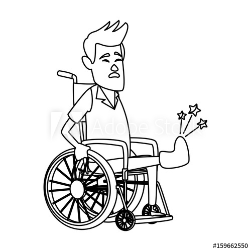 500x500 Cartoon Man Sitting Wheelchair With Fractured Leg Suffering From