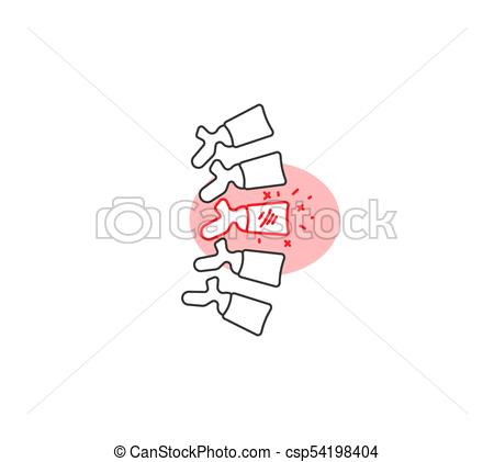 450x421 Back Pain Vector Illustration Icon With Red Circle.
