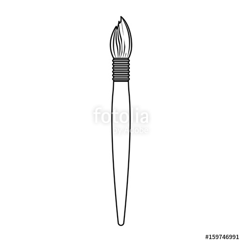 500x500 White Background With Monochrome Silhouette Of Paint Brush Vector
