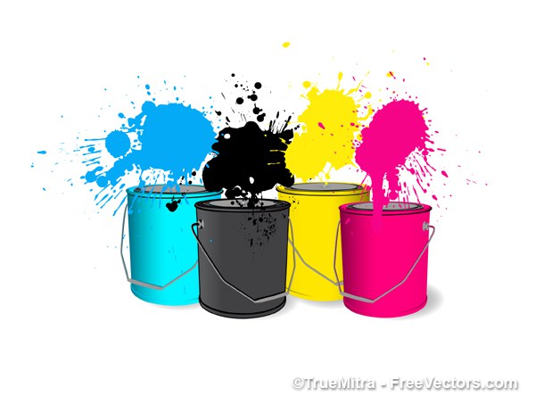 600x444 Download Free Cmyk Paint Buckets Vector Illustration