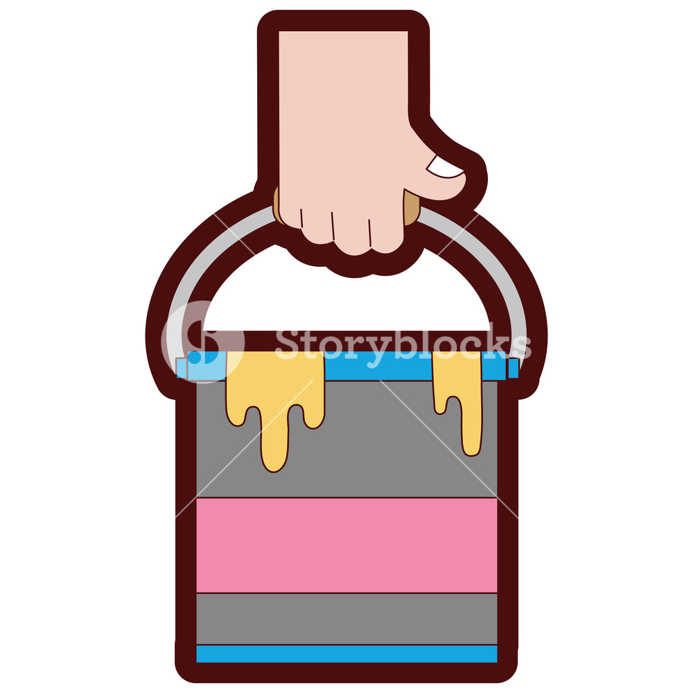 1000x1000 Line Color Hand With Paint Can Art Tool Vector Illustration