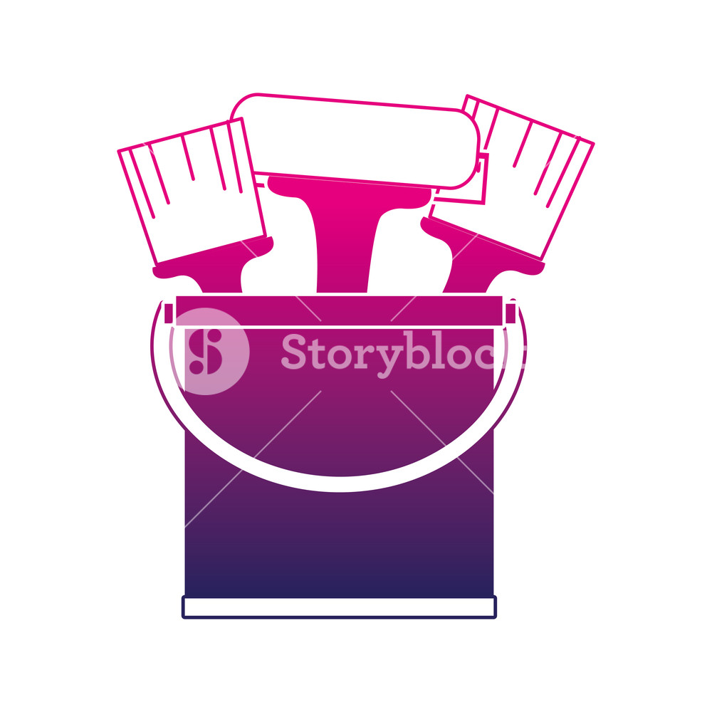 1000x1000 Silhouette Paint Can With Painter Tools Inside Vector Illustration