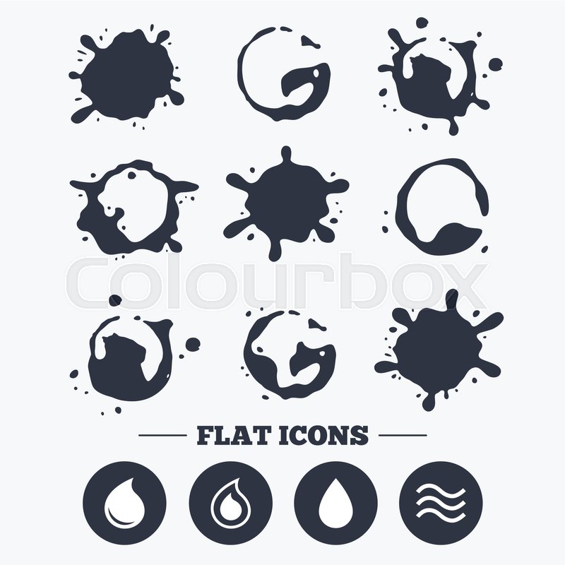 800x800 Paint, Coffee Or Milk Splash Blots. Water Drop Icons. Tear Or Oil