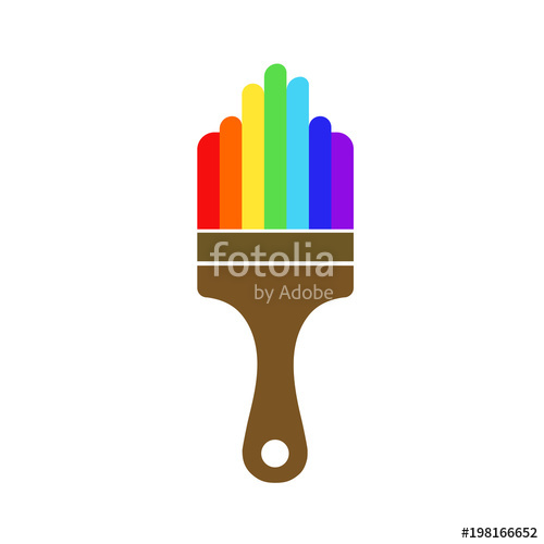 500x500 Paint Brush With Colourful Paint Drop (Rainbow). Brush Icon