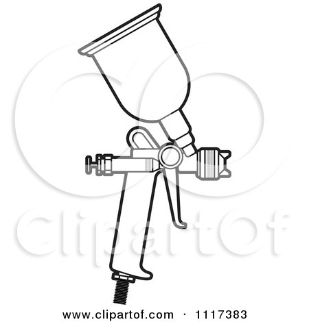 450x470 Clipart Of An Outlined Spray Painting Gun