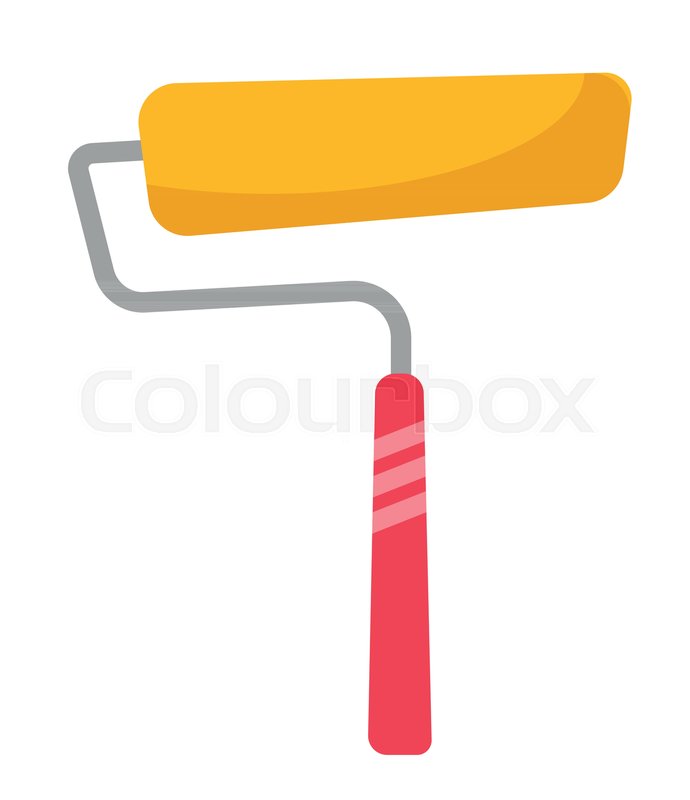690x800 Yellow Paint Roller Vector Cartoon Illustration Isolated On White
