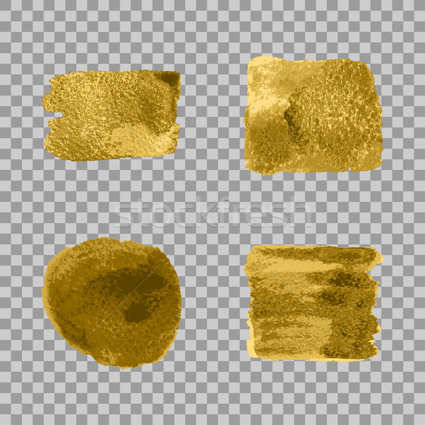 600x600 Vector Gold Paint Smear Stroke Stain Set On Transparent Gray Bac