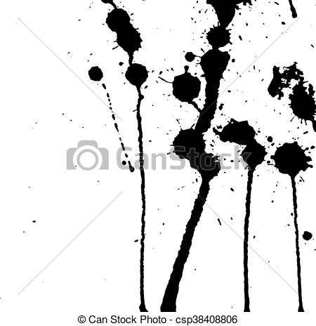 450x464 Black Ink Splash. Paint Splatter. Black Blots On White. Ink Stains