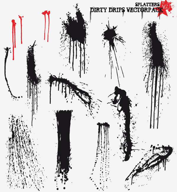 600x650 Paint Splatter And Drips Free Vector Pack 123freevectors