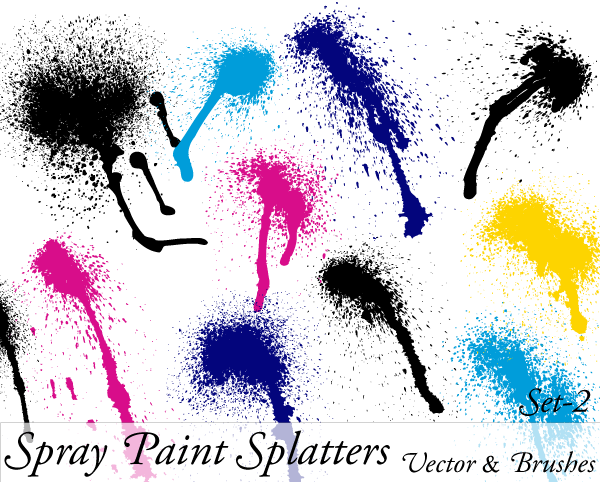 600x482 Spray Paint Splatter Vector Illustration Set 2 Vector