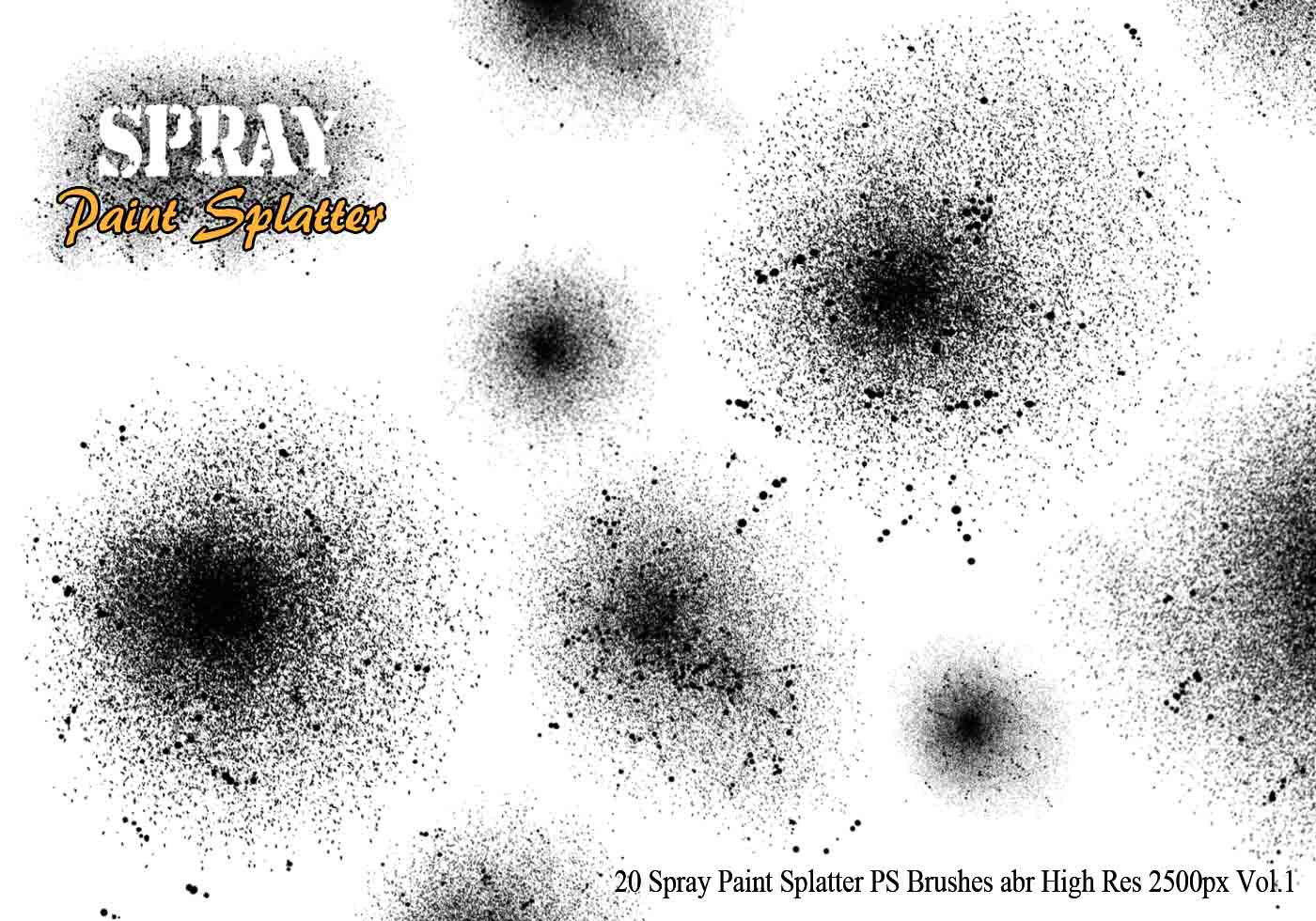 1400x980 20 Spray Paint Splatter Ps Brushes Vol.1
