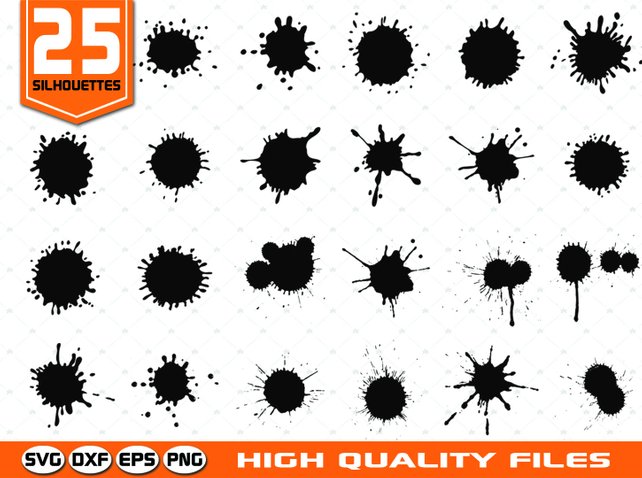 642x478 Paint Splatter Silhouettes Svg Paint Streak Svg Paint Etsy