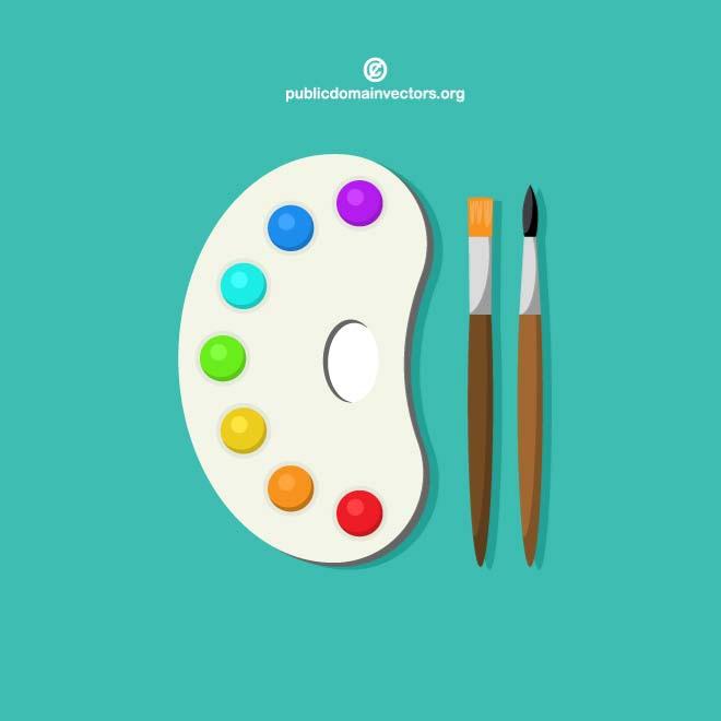 660x660 Palette With Paint Brushes Vector
