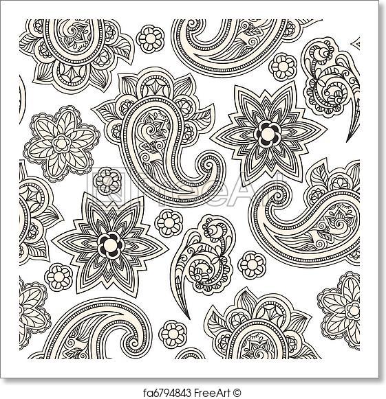 561x581 Free Art Print Of Vector Seamless Paisley Background,. Vector