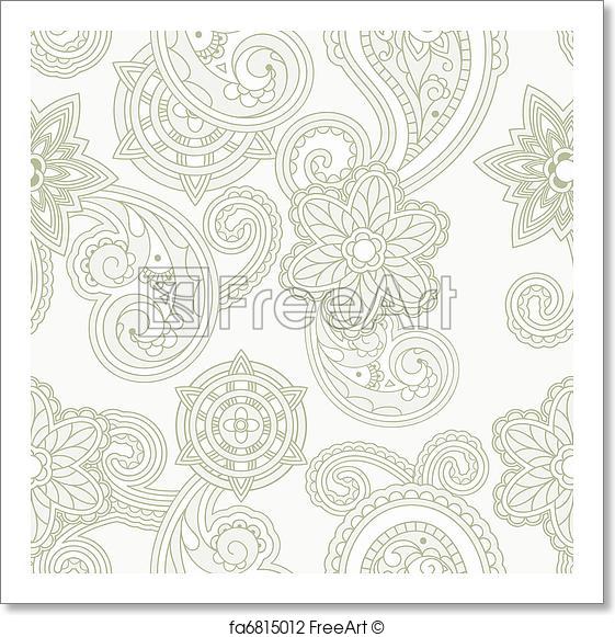 561x581 Free Art Print Of Vector Seamless Paisley Background. Vector