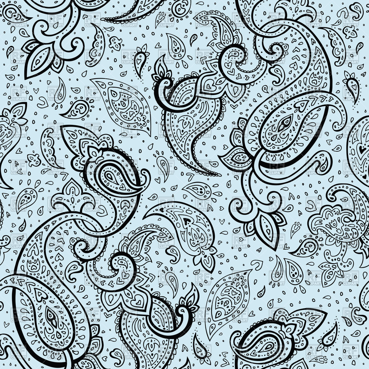 1200x1200 Seamless Blue Paisley Background Vector Image Vector Artwork Of