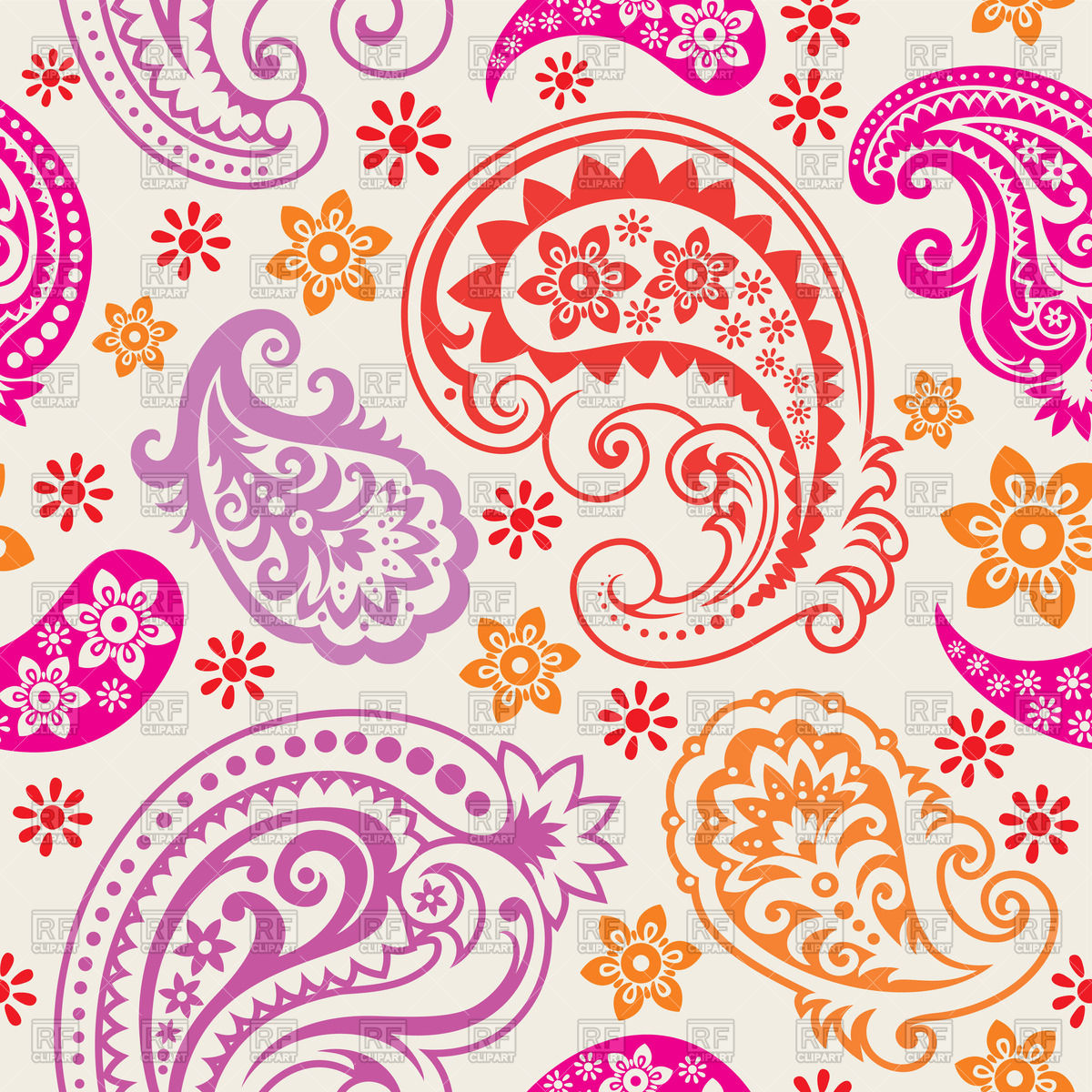 1200x1200 Seamless Colorful Paisley Background Vector Image Vector Artwork