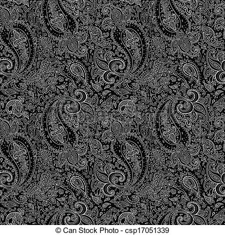 450x470 Seamless Paisley Background. Hand Drawn Vector Pattern.