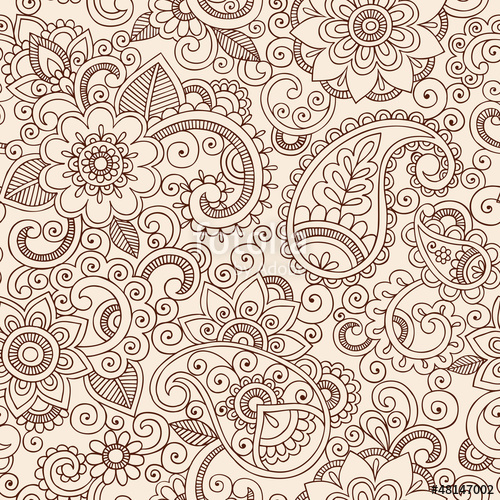 500x500 Ornate Henna Paisley Pattern Doodle Vector Design Stock Image And