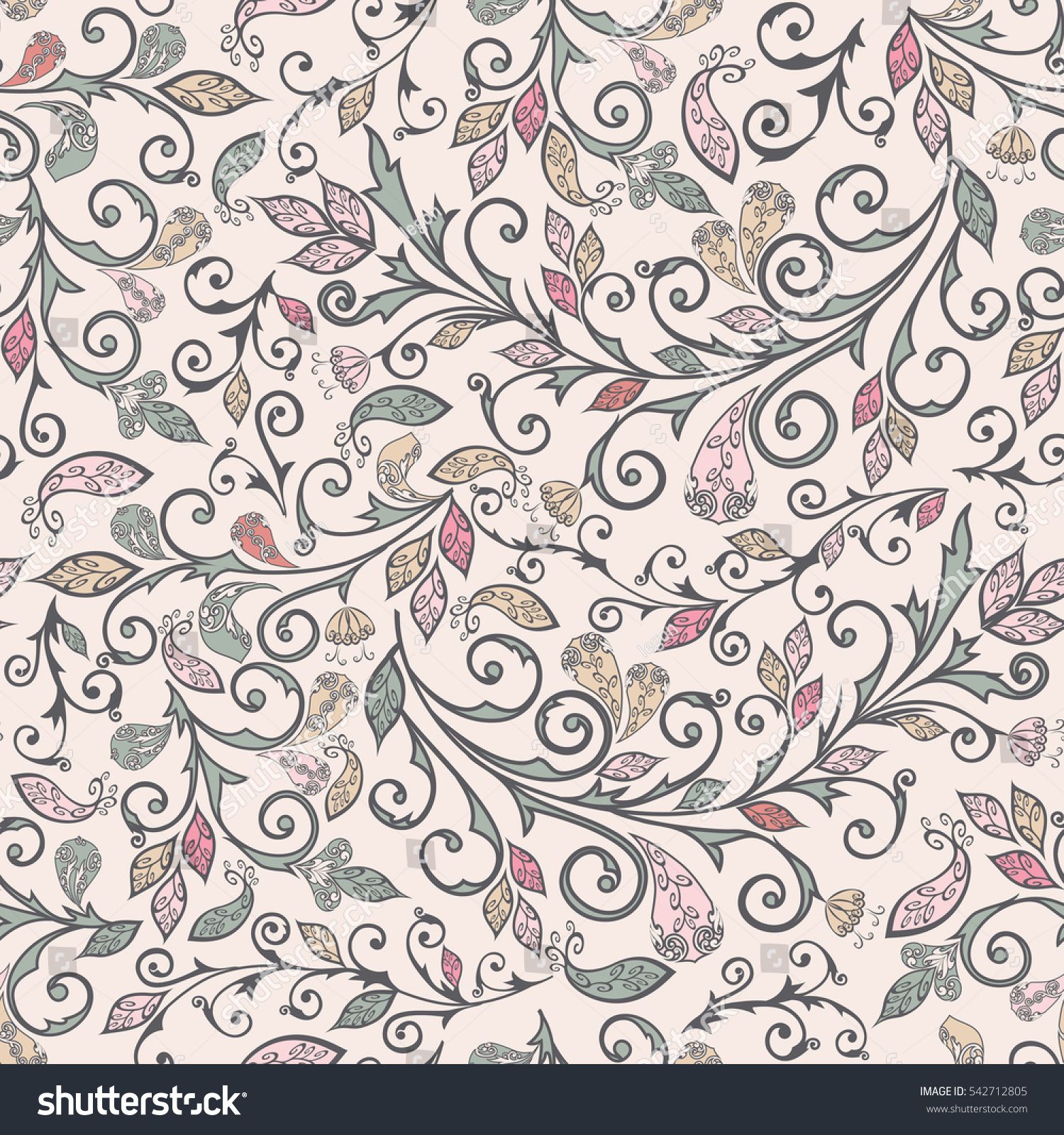 1500x1600 Vegetable Seamless Paisley Pattern. Vector Abstract Pattern With