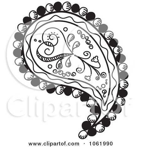 450x470 Paisley Print Clipart Black And White Vector