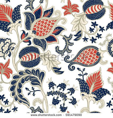 450x470 Seamless Pattern With Fantasy Flowers, Natural Wallpaper, Floral